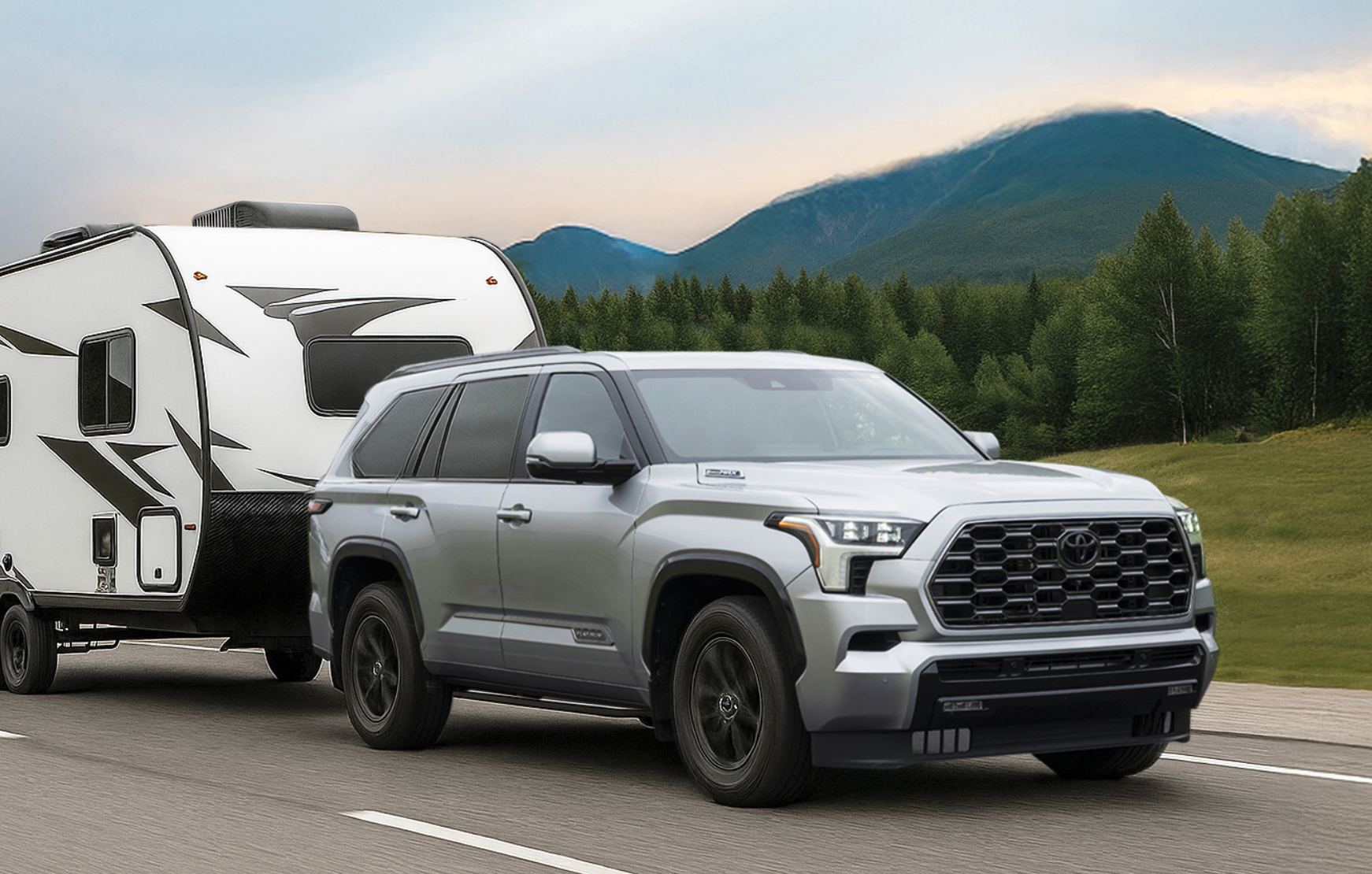 Toyota towing a camper